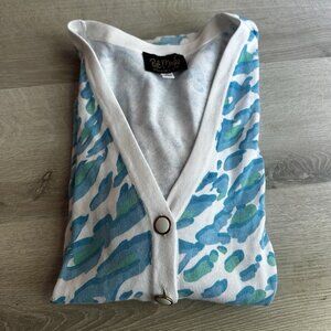 Bob‎ Mackie Cardigan Wearable Art Blue Artsy Wearable Art Boho Resortwear Sz XL